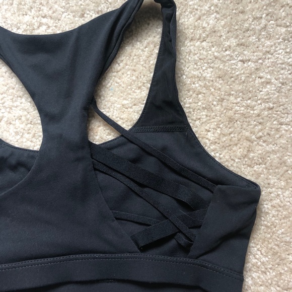 NWOT Fabletics Black Sports Bra with funky design! - Picture 3 of 4